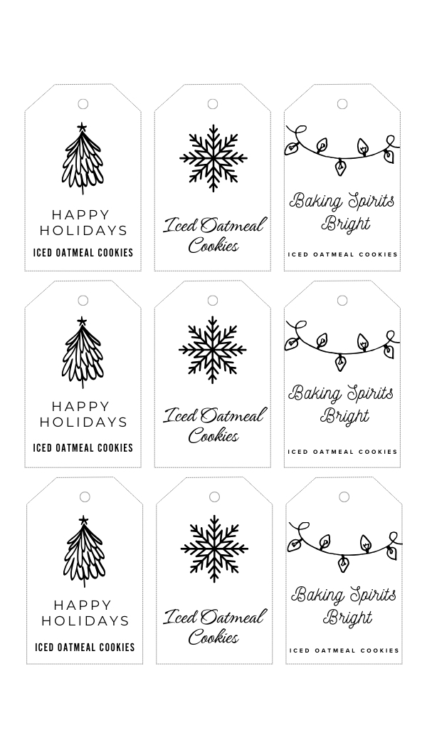 Iced Oatmeal Cookies Gift Tags